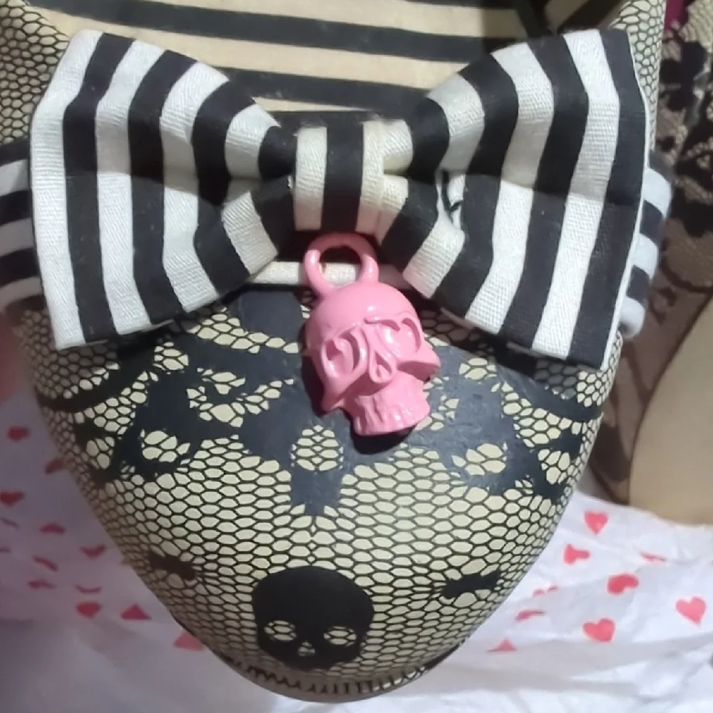 Iron Fist Black and Cream Striped Heels with Pink Accents - Picture 3 of 4